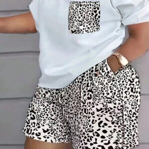 Conjunto con estampado de leopardo de talla grande
