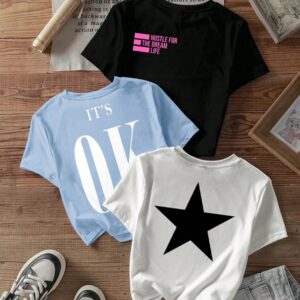 Attitoon set de 3 camisetas crop top para mujer